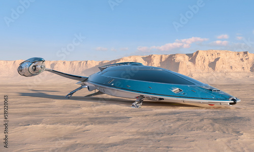 Wallpaper Mural spaceship is landed in front of the dunes on desert sunset Torontodigital.ca