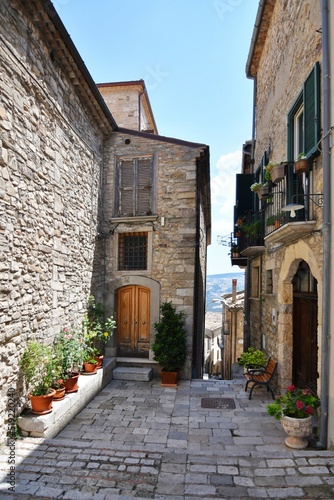 A narrow street in Trivento, a mountain village in the Molise region of Italy.