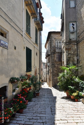 A narrow street in Trivento  a mountain village in the Molise region of Italy.