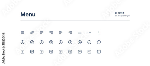 Menu UI Icons Pack Line Style