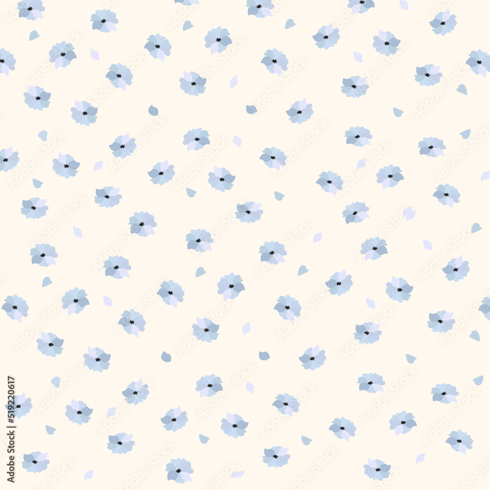 Vintage blue flowers pattern vector illustration.