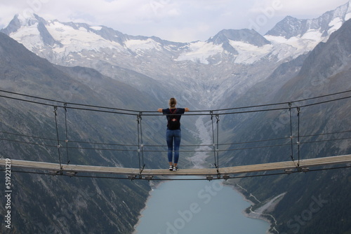Schlegeisspeicher Hanging bridge Austria Alps
