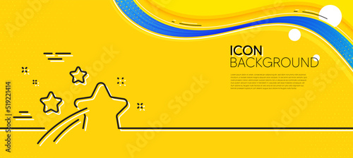 Falling star line icon. Abstract yellow background. Night sign. Firework symbol. Minimal falling star line icon. Wave banner concept. Vector