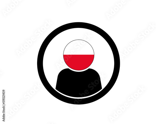 Flat vector icon profile (face, avatar). Poland user