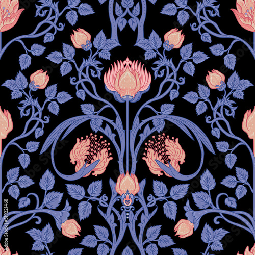 Floral vintage seamless pattern, retro wallpapers. Enchanted Vintage Flowers....