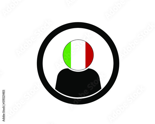 Flat vector icon profile (face, user, avatar). Italy flag