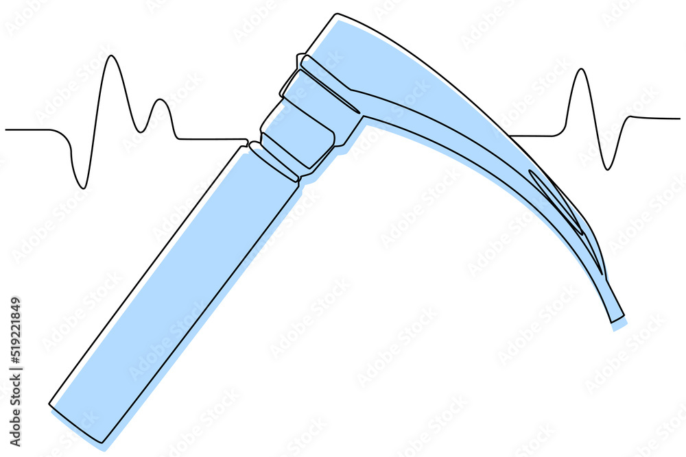 Laryngoscope, a simple drawing of a medical instrument for examining the larynx, an