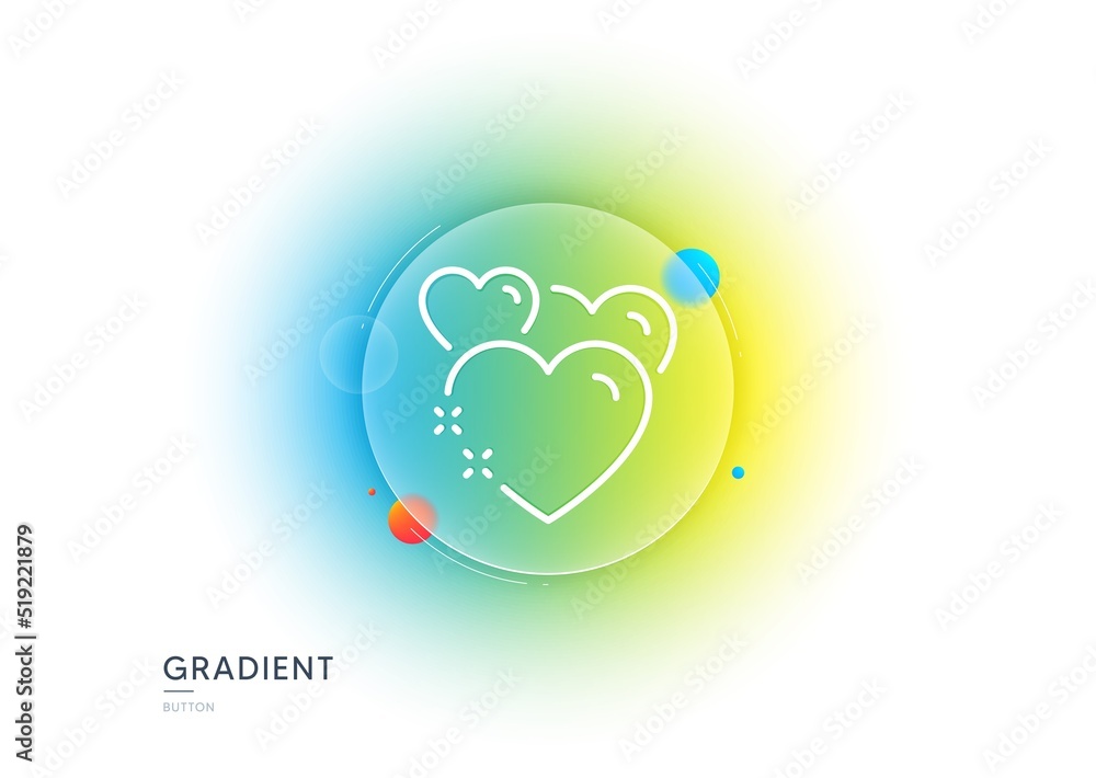 Heart line icon. Gradient blur button with glassmorphism. Love emotion sign. Valentine day symbol. Transparent glass design. Heart line icon. Vector Heart line icon. Gradient blur button with glassmorphism. Love emotion sign. Valentine day symbol. Transparent glass design. Heart line icon. Vector