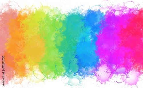 Vibrant rainbow background. Acrylic paint splashes creating a psychedelic pattern. Colorful wallpaper. 