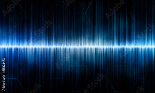 Abstract blue sound wave on black background.