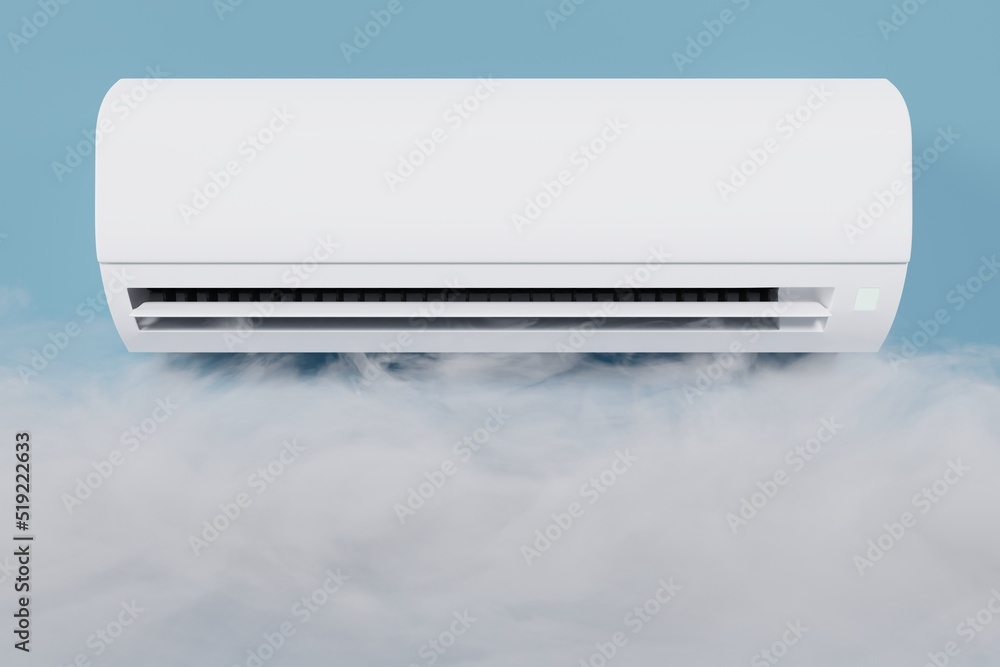 indoor unit of air conditioner on blue background with fog 3d indoor unit of air conditioner on blue background with fog 3d