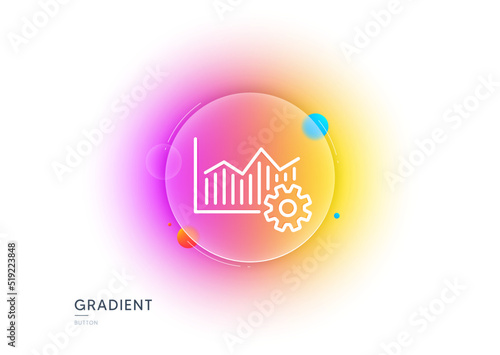 Operational excellence line icon. Gradient blur button with glassmorphism. Cogwheel sign. Transparent glass design. Operational excellence line icon. Vector