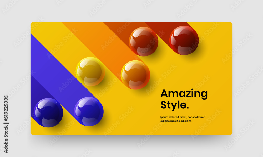 Simple realistic spheres corporate identity concept. Vivid landing page vector design template.
