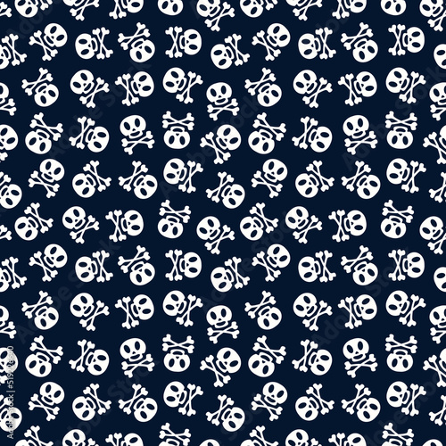 Skulls pattern cartoon style for Day of the dead, Halloween, Dia de los Muertos party, holiday traditional mexican wallpaper. Vector Illustration 10 eps