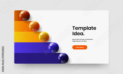 Creative landing page vector design layout. Vivid realistic spheres horizontal cover concept.