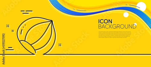 Hazelnut line icon. Abstract yellow background. Tasty nut sign. Vegan food symbol. Minimal hazelnut line icon. Wave banner concept. Vector