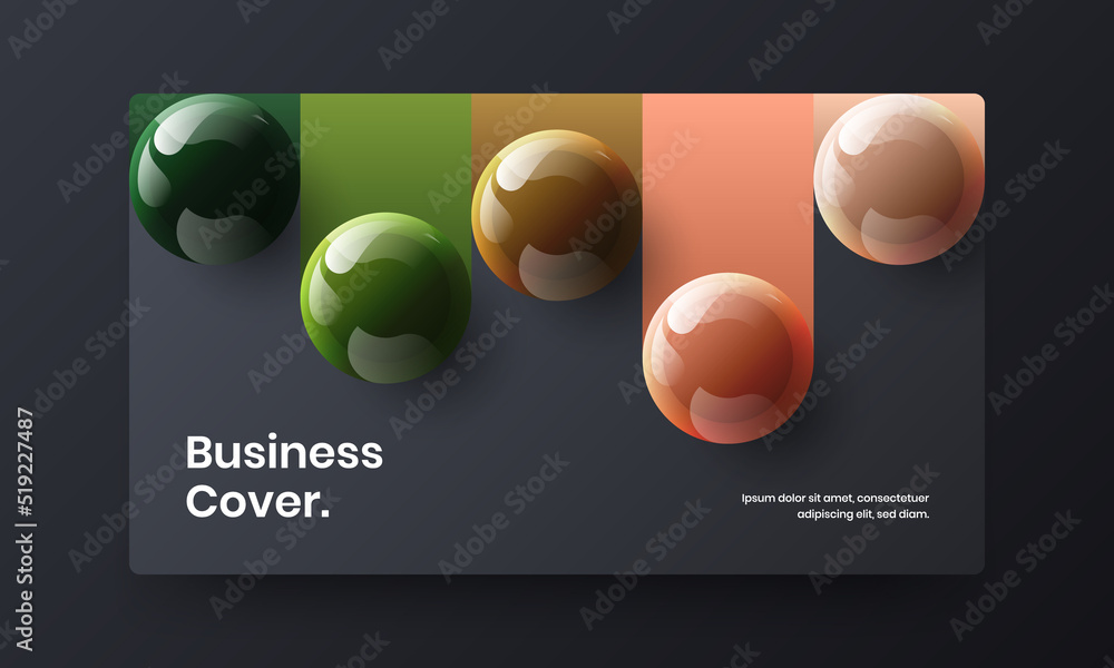 Multicolored banner vector design concept. Isolated 3D spheres cover template.