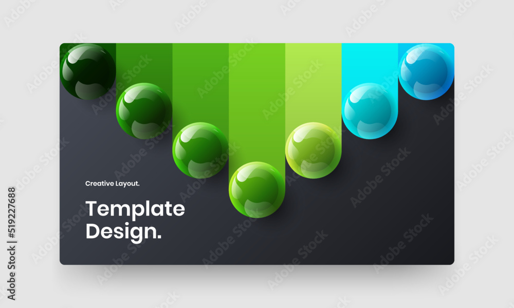Isolated corporate brochure design vector concept. Simple realistic spheres catalog cover template.