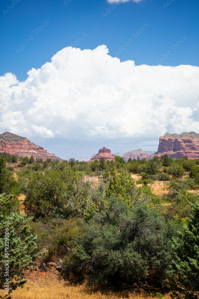 Sedona Arizona looking at the Famous Red Rock Formations, Mesa, Towers, and Valleys formed by Erosion
