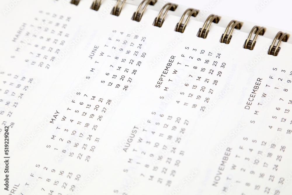 Close-up of numbers on calendar diary page Close-up of numbers on calendar diary page