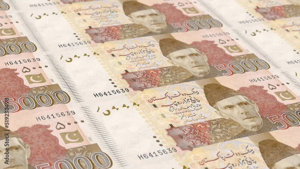 Five Thousand Rupee Note Bill Pakistan Infinite Loop 4K Resolution Five Thousand Rupee Note Bill Pakistan Infinite Loop 4K Resolution