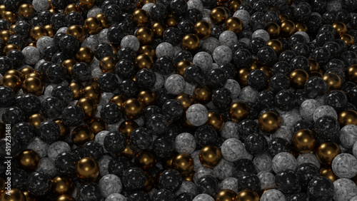 Black white gold marble balls