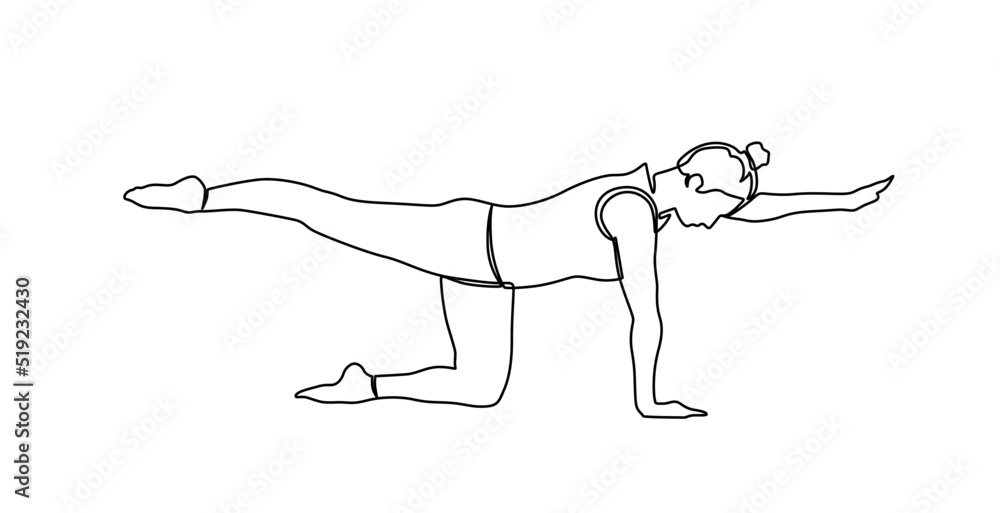 Woman doing yoga pose. Continuous line. young woman in a yoga pose doing pusg-ups. Charging. One line drawing isolated vector object by hand on a white background.
Woman doing yoga pose. Continuous line. young woman in a yoga pose doing pusg-ups. Charging. One line drawing isolated vector object by hand on a white background.