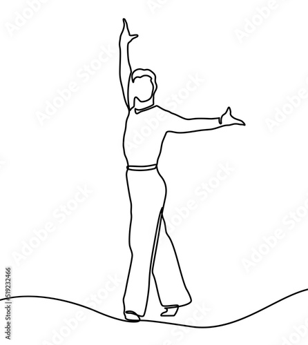 Continuous one painted single line dancer breakdance move. The concept of dances of street subculture. A modern street dance, dancer, young, street, urban, break, salsa, dancing.