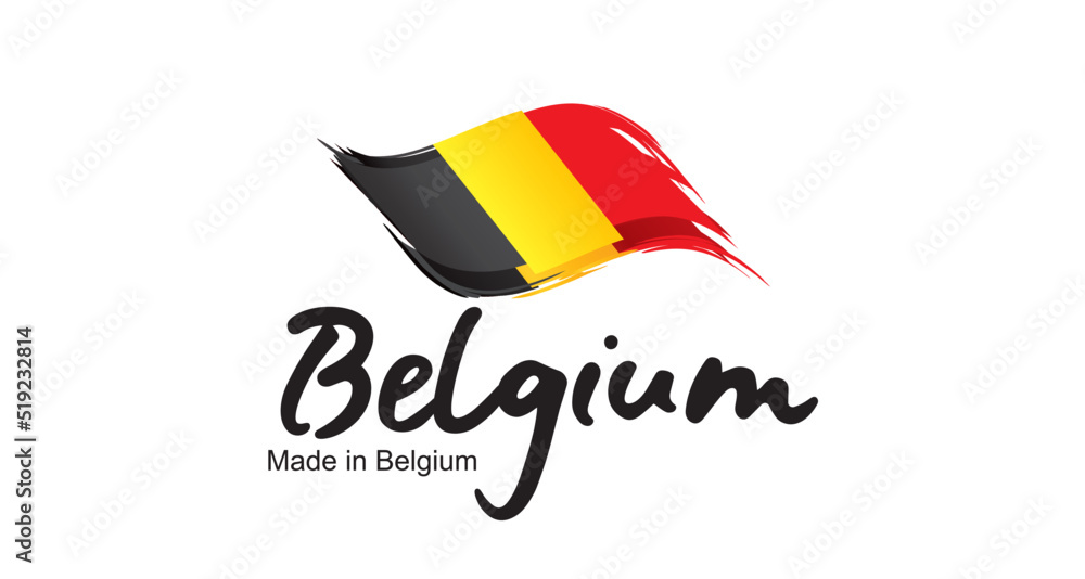 Made in Belgium new handwritten flag ribbon typography lettering logo label banner