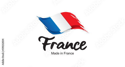 Made in France new handwritten flag ribbon typography lettering logo label banner photo