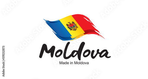 Made in Moldova new handwritten flag ribbon typography lettering logo label banner