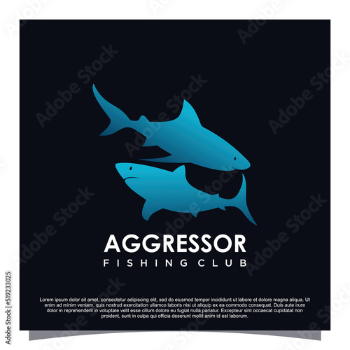 Aggress shark logo design Premium Vector