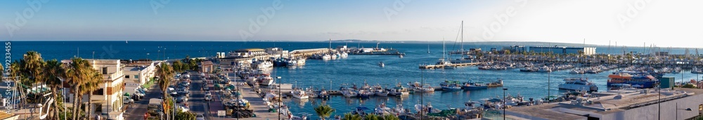 A panoramic photography, aerial view of the port of Santa Pola, Alicante, Spain
