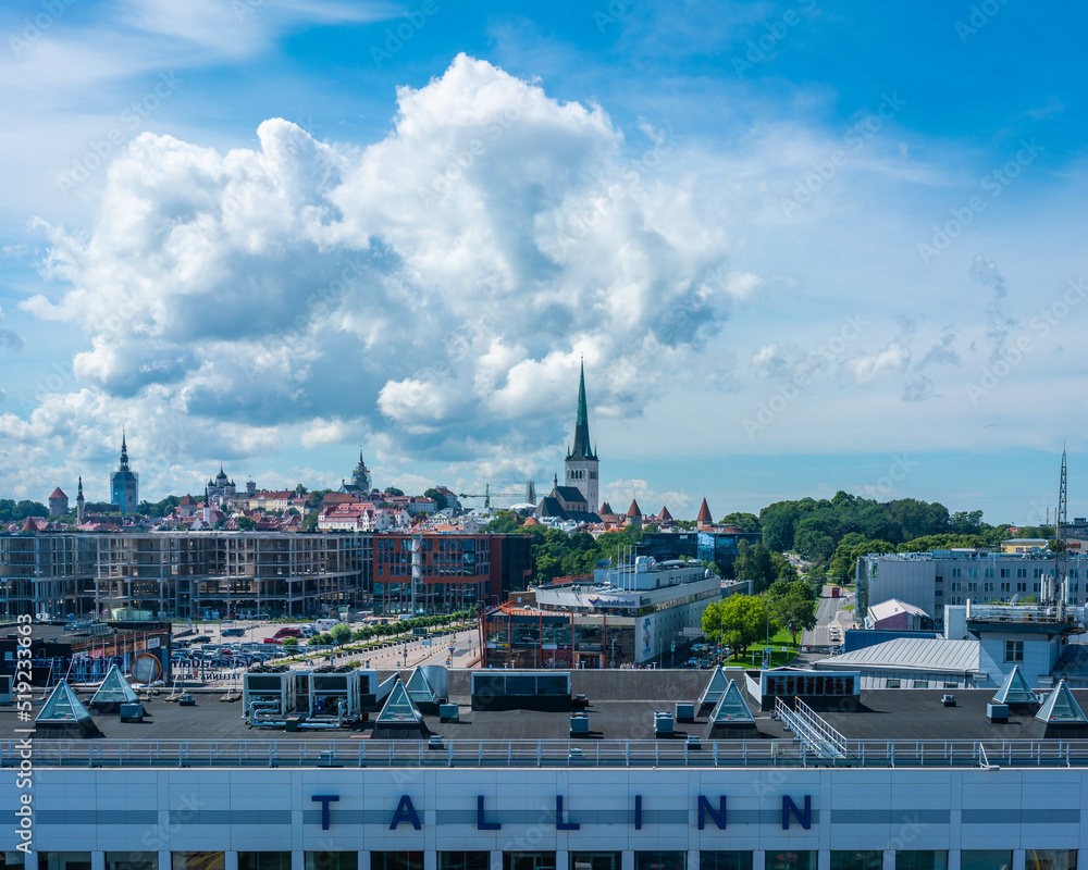 Tallinn skyline with cloudy background