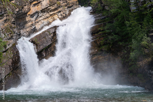 Close up of the Cameron Falls waterfall in Waterton Lakes National Park  Canada