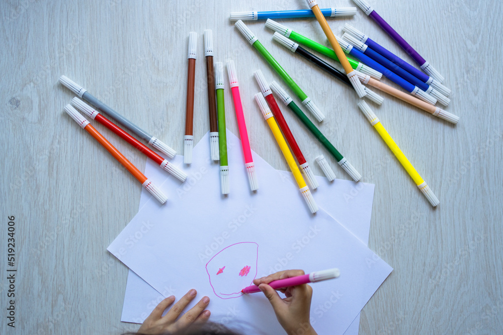 girl making a drawing girl making a drawing