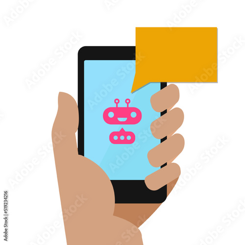 Chat bot concept modern style with mobile for support, communication, web concept, chatting technology, connection. Vector Illustration 10 eps