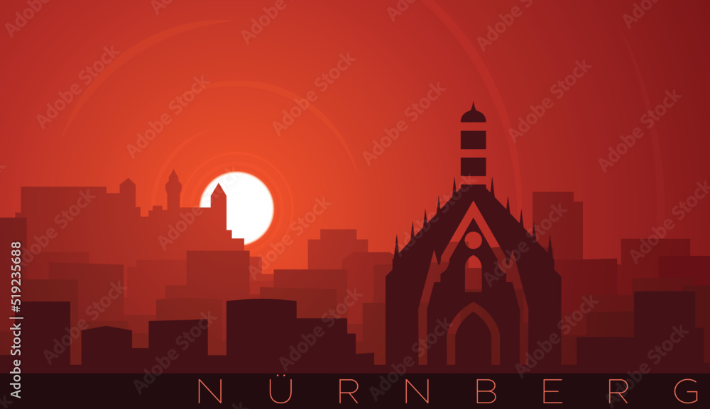 Nuremberg Low Sun Skyline Scene