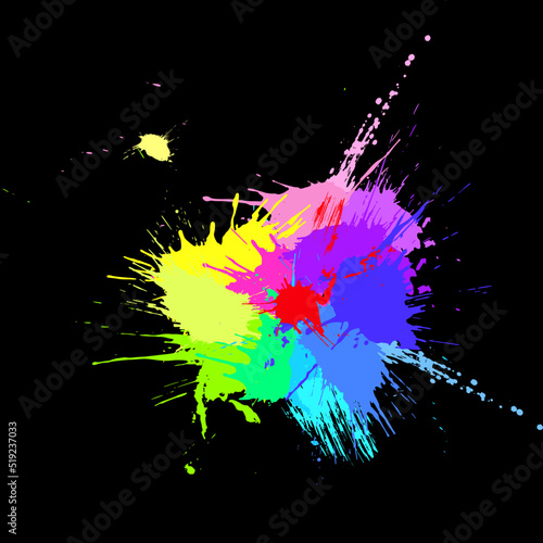 Colorful abstract grunge splashes, vector EPS10. Multicolor abstract wallpaper. Vivid backgrounds series. Bright rainbow colours. Vector without gradient with copy-space. High quality traced