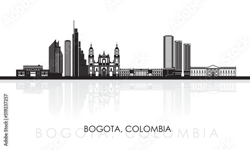 Fotografie, Obraz Silhouette Skyline panorama of city of Bogota, Colombia - vector illustration