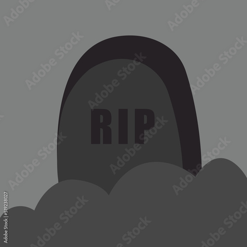 RIP grave on cemetery dark creepy illustration for Halloween party and poster.