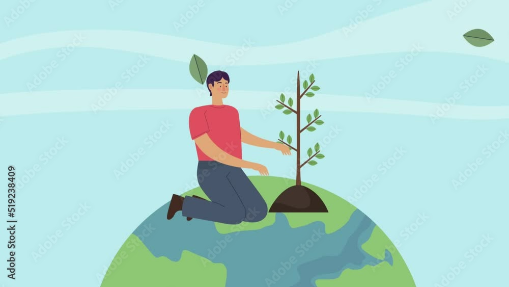 male ecologist planting tree animation male ecologist planting tree animation