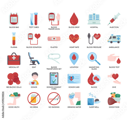 Set of blood donor thin line icons for any web and app project.