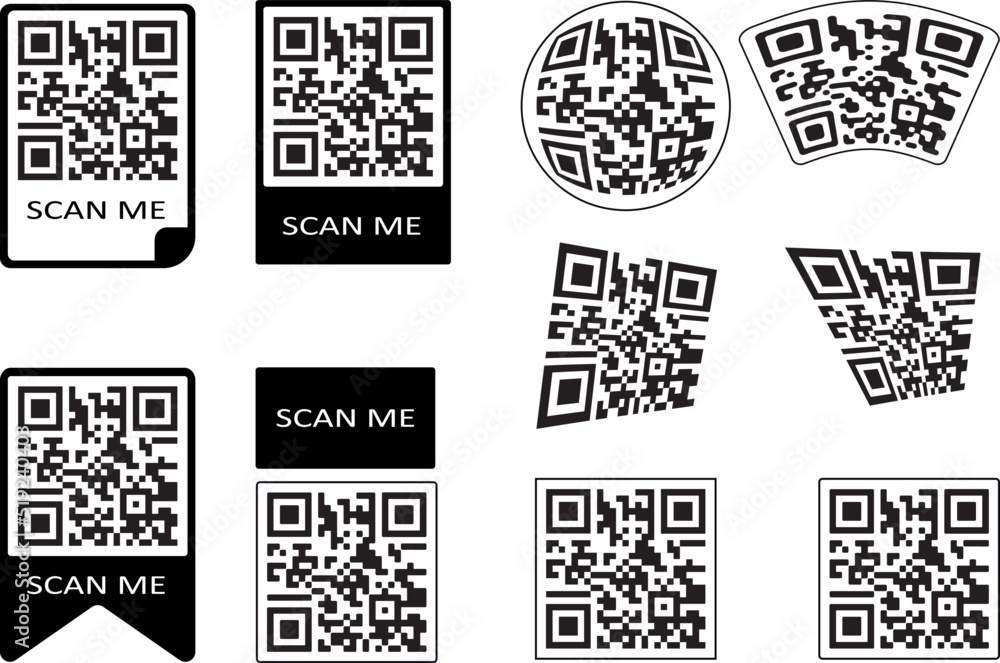 Template of frames for QR code with text - scan me. Vector EPS-10