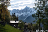 Landscape of the French Alps with the Mont Blanc and the aiguille du midi