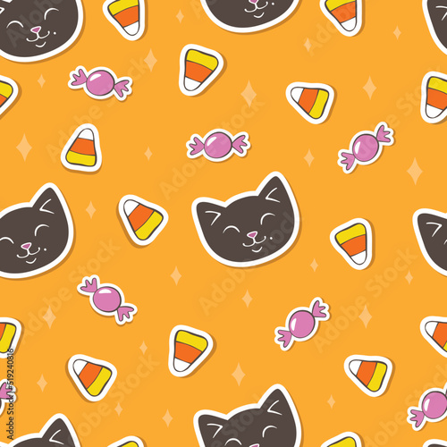 Halloween seamless print with cats