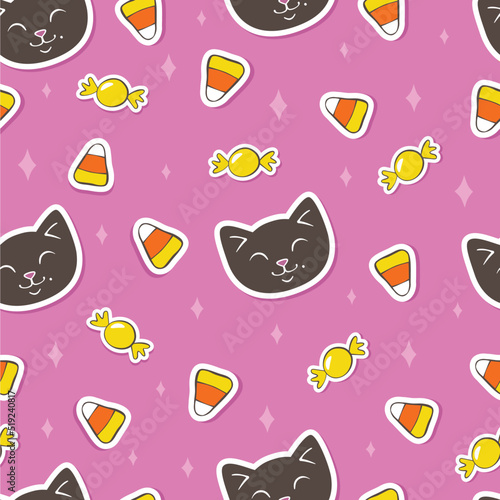 Halloween seamless print with cats