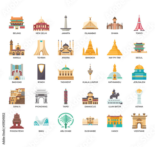 Set of capital thin line icons for any web and app project.
