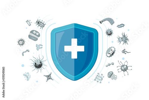 Immunity hygienic medical prevention blue hygienic shield protecting from virus germs and bacteria Fototapeta
