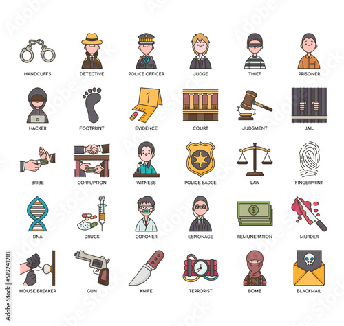 Set of Crime thin line icons for any web and app project.